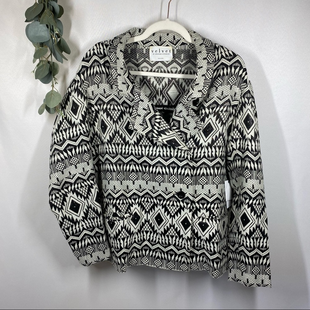 Velvet by Graham & Spencer | Black & White Jacket Blazer Size Large
